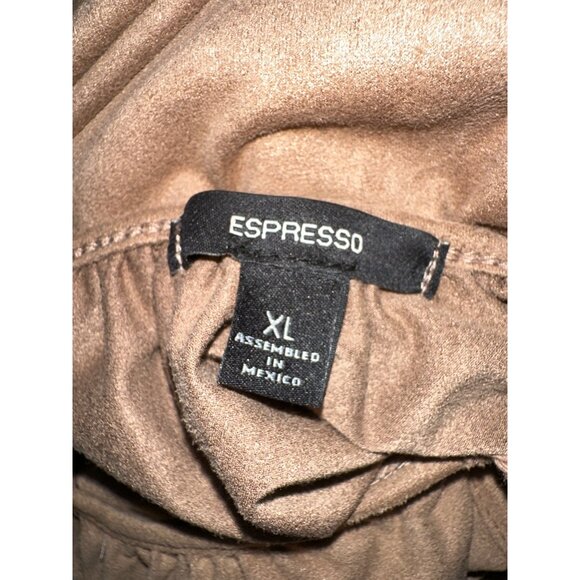 Espresso Dress Tan Microsuede Long Sleeve Keyhole Front Lightweight Stretchy XL - Picture 6 of 6